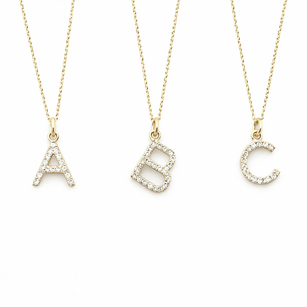 14k Gold and Diamond Initial Necklace