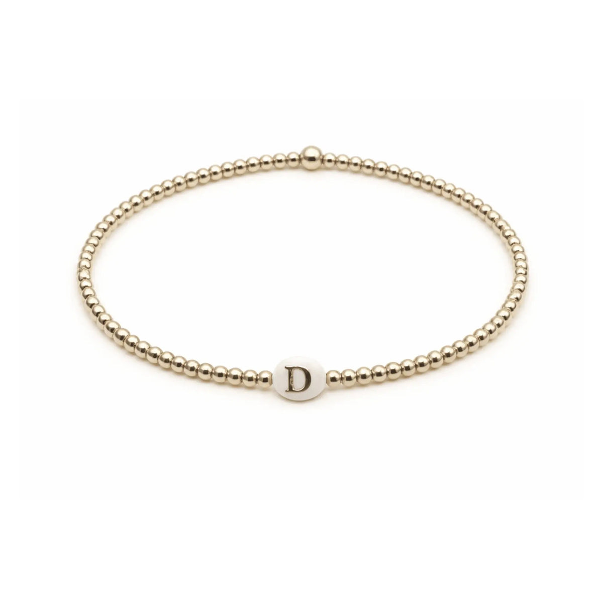 2mm Gold Filled Initial Mother of Pearl Charm Waterproof Bracelets